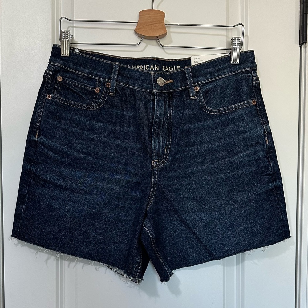 American Eagle Dark Blue Denim Shorts Super High Rise Women’s Size 8 NWT